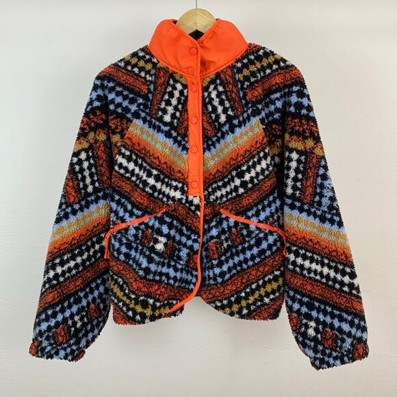 FP Movement - Free People Hit The Slopes Printed Fleece Jacket - Alpine Combo S - Picture 1 of 11